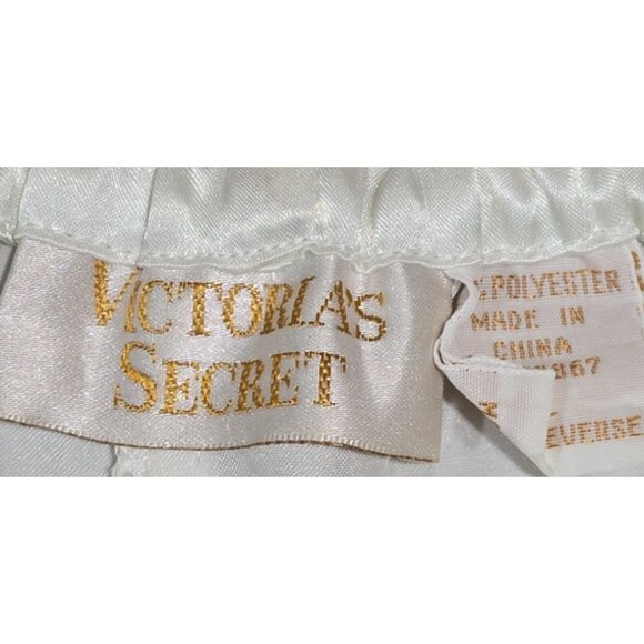 Victoria's Secret 2 Pc Vtg 90s Satin Floral Pajama Set Top Pants Ivory Women's L - Picture 3 of 16